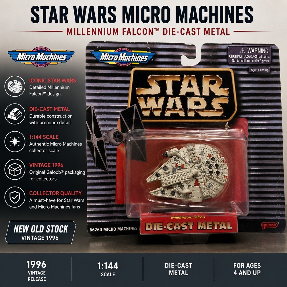 Vintage 1996 Star Wars Micro‎ Machines Millennium Falcon Die-Cast Galoob 66260